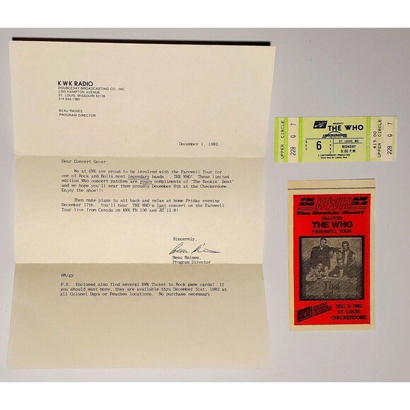 THE WHO Concert Ticket Lot Ephemera Program Sticker St Louis Checkerdome VTG '82 - Picture 5 of 16